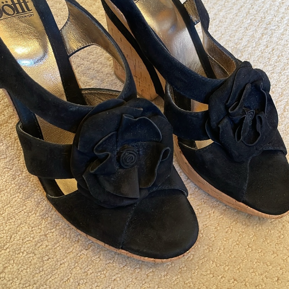 Sofft Black Suede Platform Wedges